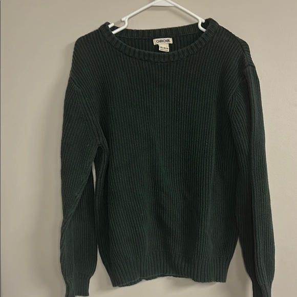 Cherokee XL Cable Knit Dark Green Ribbed Sweater Cotton - Picture 1 of 3